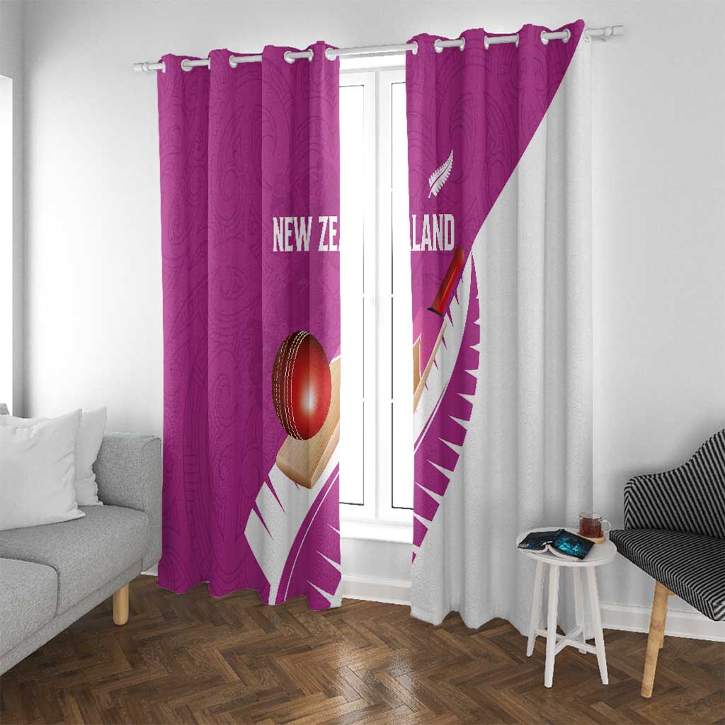 New Zealand Cricket Window Curtain Kiwi Birds Haka Dance Pink Fern Sporty Style