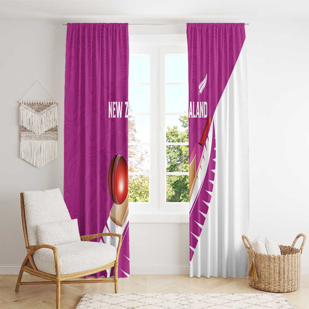 New Zealand Cricket Window Curtain Kiwi Birds Haka Dance Pink Fern Sporty Style