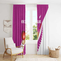 New Zealand Cricket Window Curtain Kiwi Birds Haka Dance Pink Fern Sporty Style