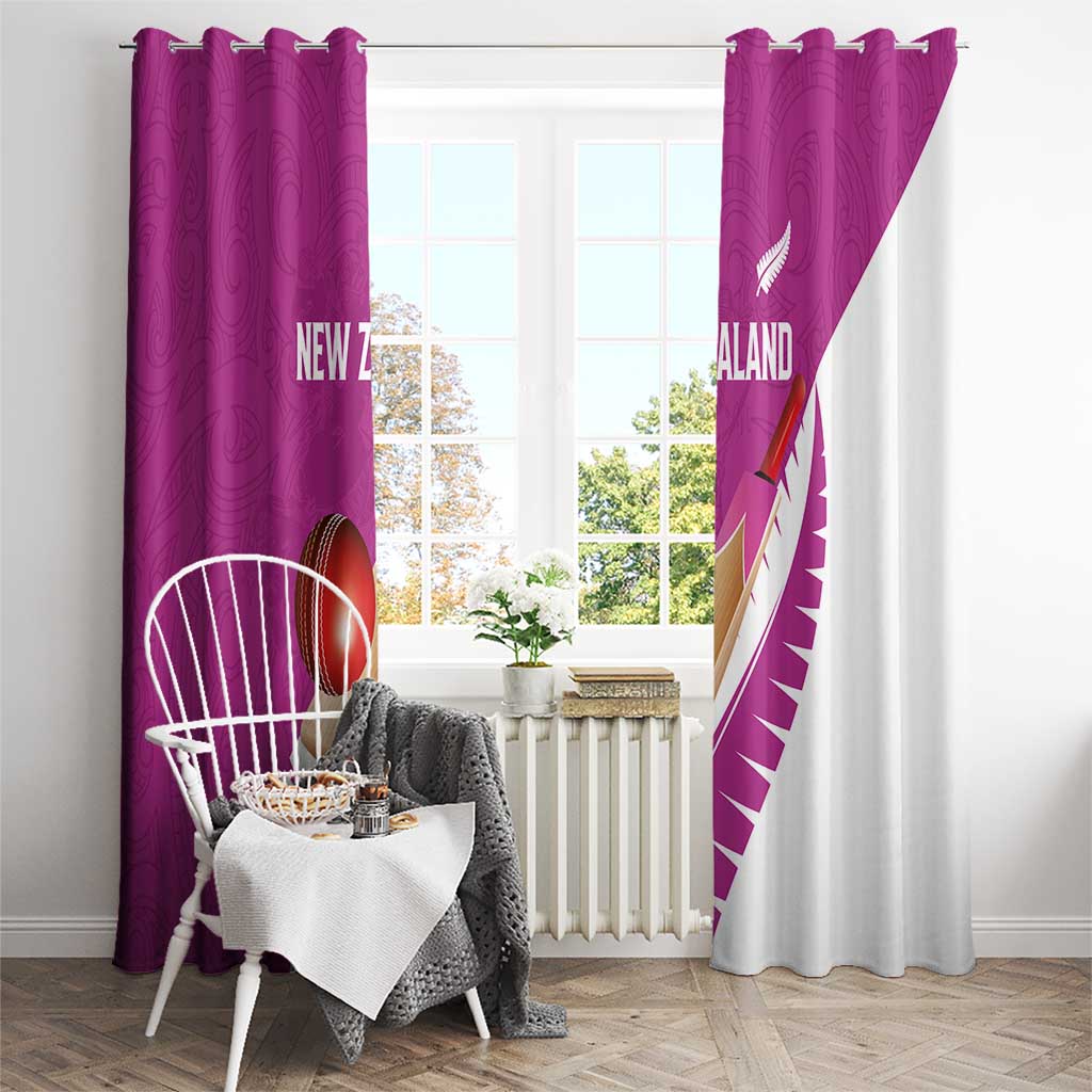 New Zealand Cricket Window Curtain Kiwi Birds Haka Dance Pink Fern Sporty Style