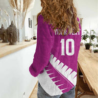 Custom New Zealand Cricket Women Casual Shirt Kiwi Birds Haka Dance Pink Fern Sporty Style