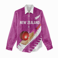 Custom New Zealand Cricket Women Casual Shirt Kiwi Birds Haka Dance Pink Fern Sporty Style