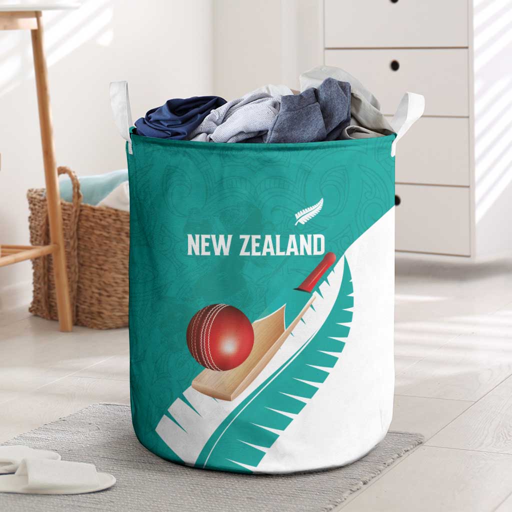 New Zealand Cricket Laundry Basket Kiwi Birds Haka Dance Turquoise Fern Sporty Style
