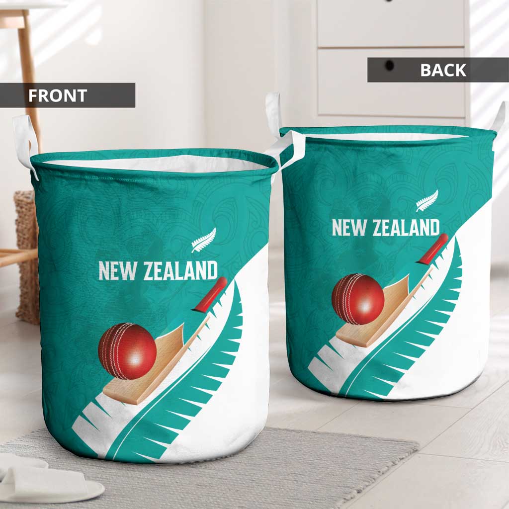 New Zealand Cricket Laundry Basket Kiwi Birds Haka Dance Turquoise Fern Sporty Style