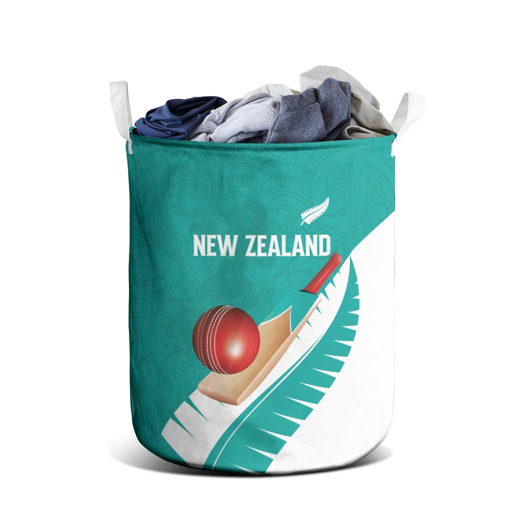 New Zealand Cricket Laundry Basket Kiwi Birds Haka Dance Turquoise Fern Sporty Style