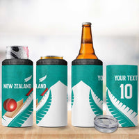 Custom New Zealand Cricket 4 in 1 Can Cooler Tumbler Kiwi Birds Haka Dance Turquoise Fern Sporty Style