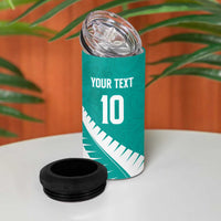 Custom New Zealand Cricket 4 in 1 Can Cooler Tumbler Kiwi Birds Haka Dance Turquoise Fern Sporty Style