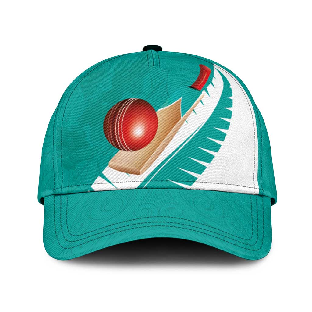 New Zealand Cricket Classic Cap Kiwi Birds Haka Dance Turquoise Fern Sporty Style