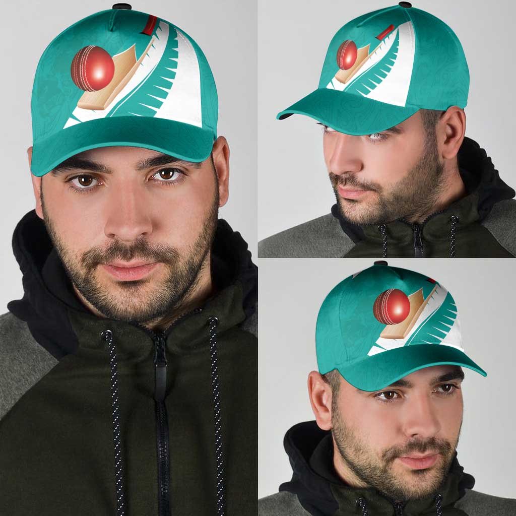New Zealand Cricket Classic Cap Kiwi Birds Haka Dance Turquoise Fern Sporty Style