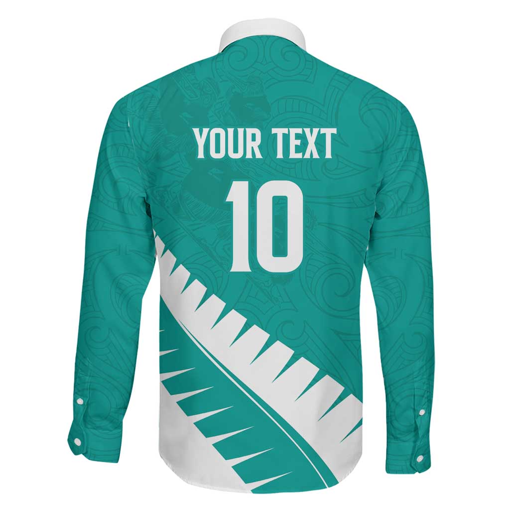 Custom New Zealand Cricket Family Matching Off Shoulder Short Dress and Hawaiian Shirt Kiwi Birds Haka Dance Turquoise Fern Sporty Style