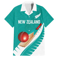 Custom New Zealand Cricket Family Matching Tank Maxi Dress and Hawaiian Shirt Kiwi Birds Haka Dance Turquoise Fern Sporty Style