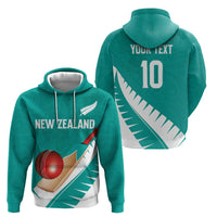 Custom New Zealand Cricket Hoodie Kiwi Birds Haka Dance Turquoise Fern Sporty Style