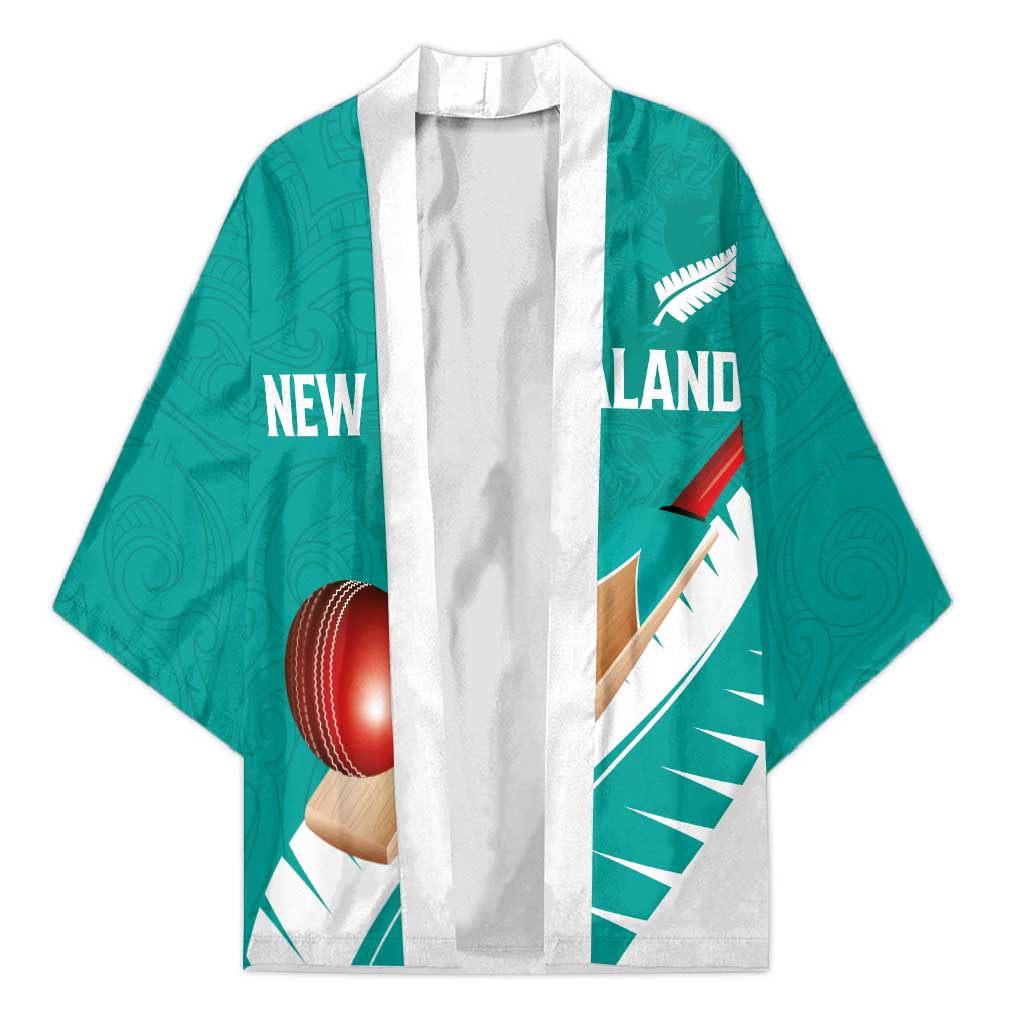 Custom New Zealand Cricket Kimono Kiwi Birds Haka Dance Turquoise Fern Sporty Style