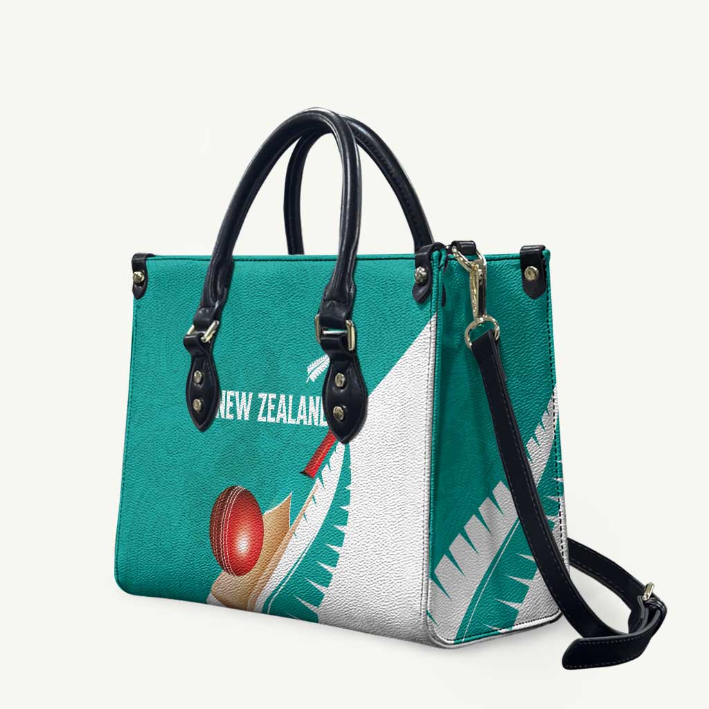 New Zealand Cricket Leather Bag Kiwi Birds Haka Dance Turquoise Fern Sporty Style