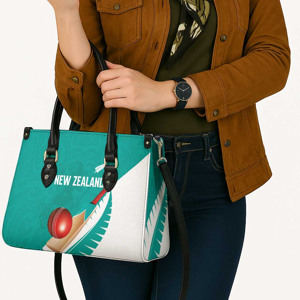 New Zealand Cricket Leather Bag Kiwi Birds Haka Dance Turquoise Fern Sporty Style