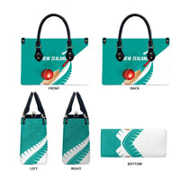 New Zealand Cricket Leather Bag Kiwi Birds Haka Dance Turquoise Fern Sporty Style
