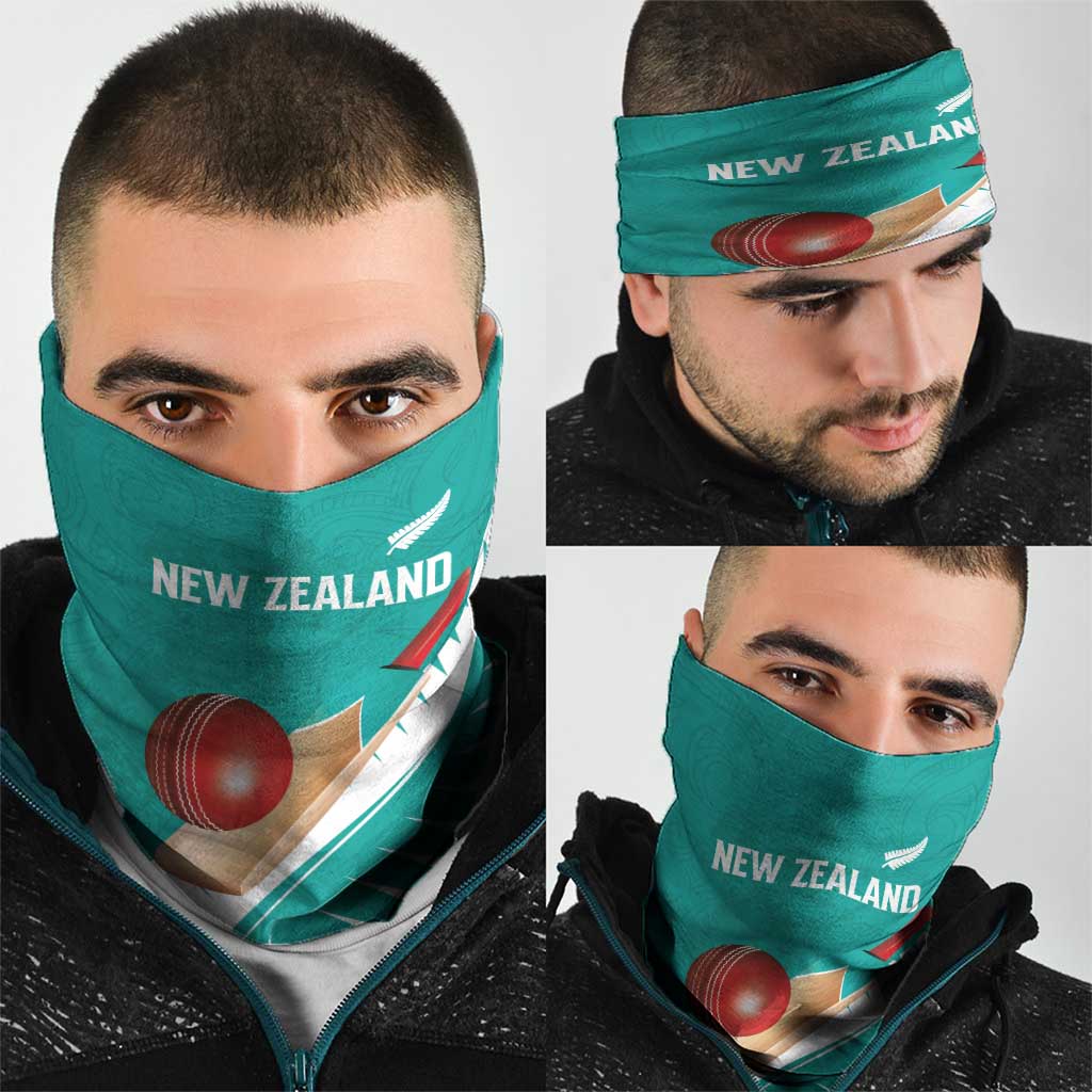 New Zealand Cricket Neck Gaiter Kiwi Birds Haka Dance Turquoise Fern Sporty Style