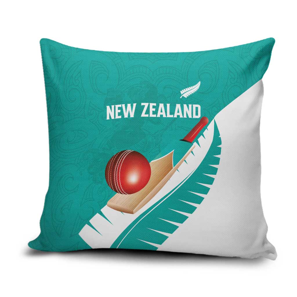 New Zealand Cricket Pillow Cover Kiwi Birds Haka Dance Turquoise Fern Sporty Style
