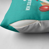 New Zealand Cricket Pillow Cover Kiwi Birds Haka Dance Turquoise Fern Sporty Style