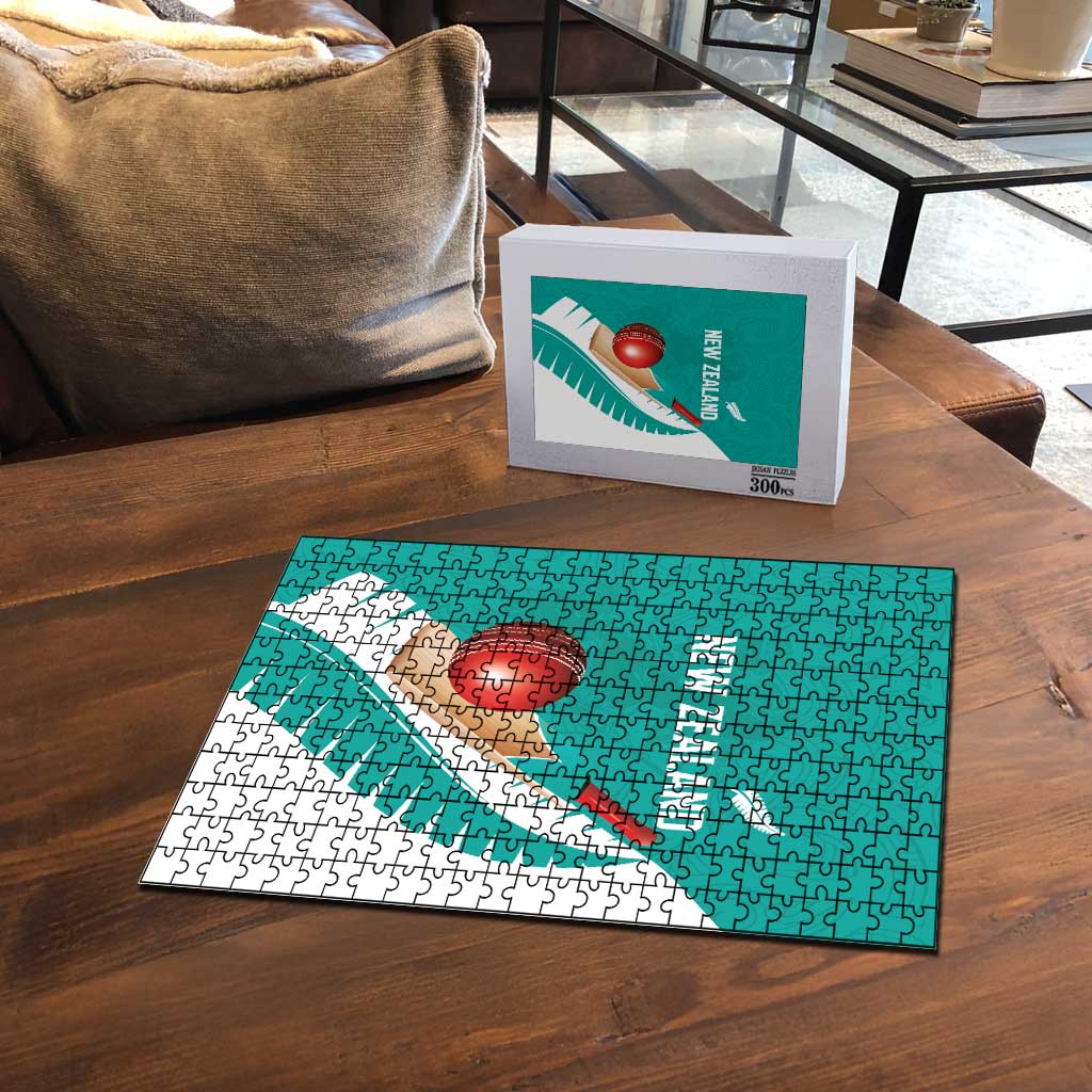 New Zealand Cricket Puzzle Kiwi Birds Haka Dance Turquoise Fern Sporty Style
