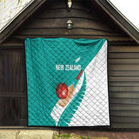 New Zealand Cricket Quilt Kiwi Birds Haka Dance Turquoise Fern Sporty Style