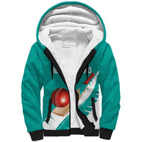 Custom New Zealand Cricket Sherpa Hoodie Kiwi Birds Haka Dance Turquoise Fern Sporty Style