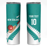 Custom New Zealand Cricket Skinny Tumbler Kiwi Birds Haka Dance Turquoise Fern Sporty Style