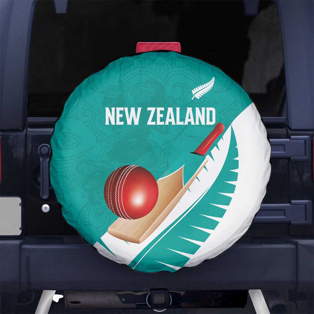 New Zealand Cricket Spare Tire Cover Kiwi Birds Haka Dance Turquoise Fern Sporty Style LT03 No hole Turquoise - Polynesian Pride