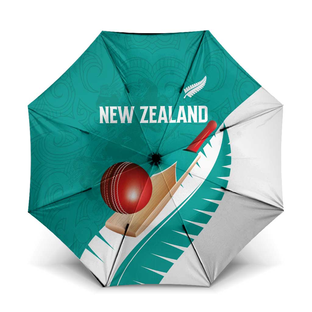 New Zealand Cricket Umbrella Kiwi Birds Haka Dance Turquoise Fern Sporty Style