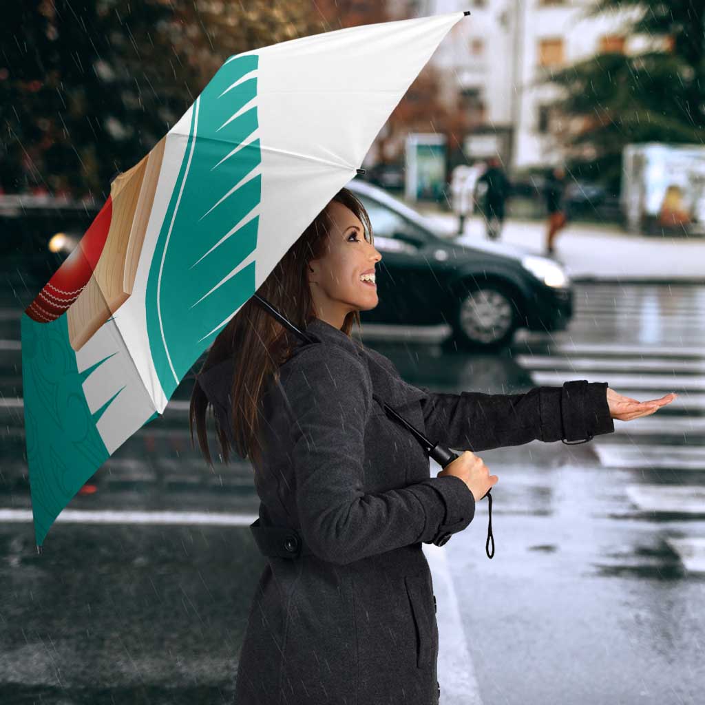 New Zealand Cricket Umbrella Kiwi Birds Haka Dance Turquoise Fern Sporty Style