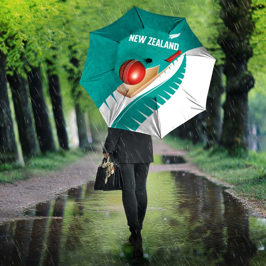 New Zealand Cricket Umbrella Kiwi Birds Haka Dance Turquoise Fern Sporty Style