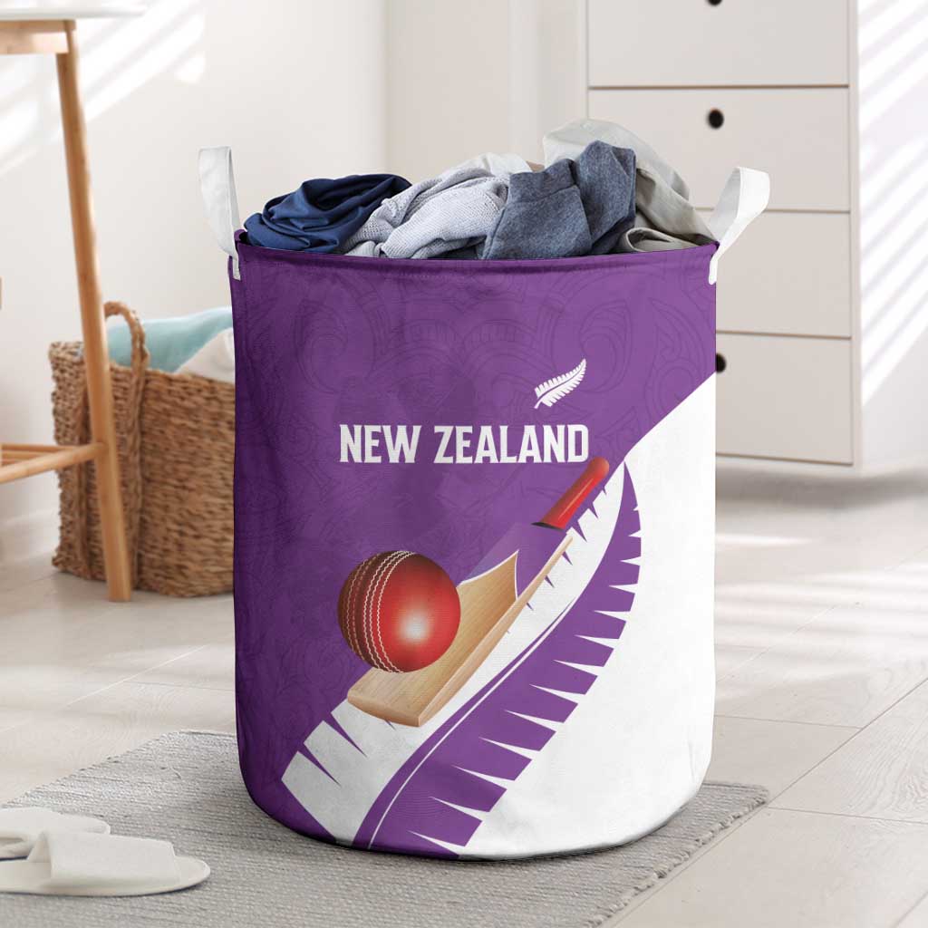 New Zealand Cricket Laundry Basket Kiwi Birds Haka Dance Purple Fern Sporty Style