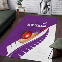 New Zealand Cricket Area Rug Kiwi Birds Haka Dance Purple Fern Sporty Style