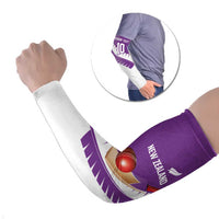 Custom New Zealand Cricket Arm Sleeves Kiwi Birds Haka Dance Purple Fern Sporty Style