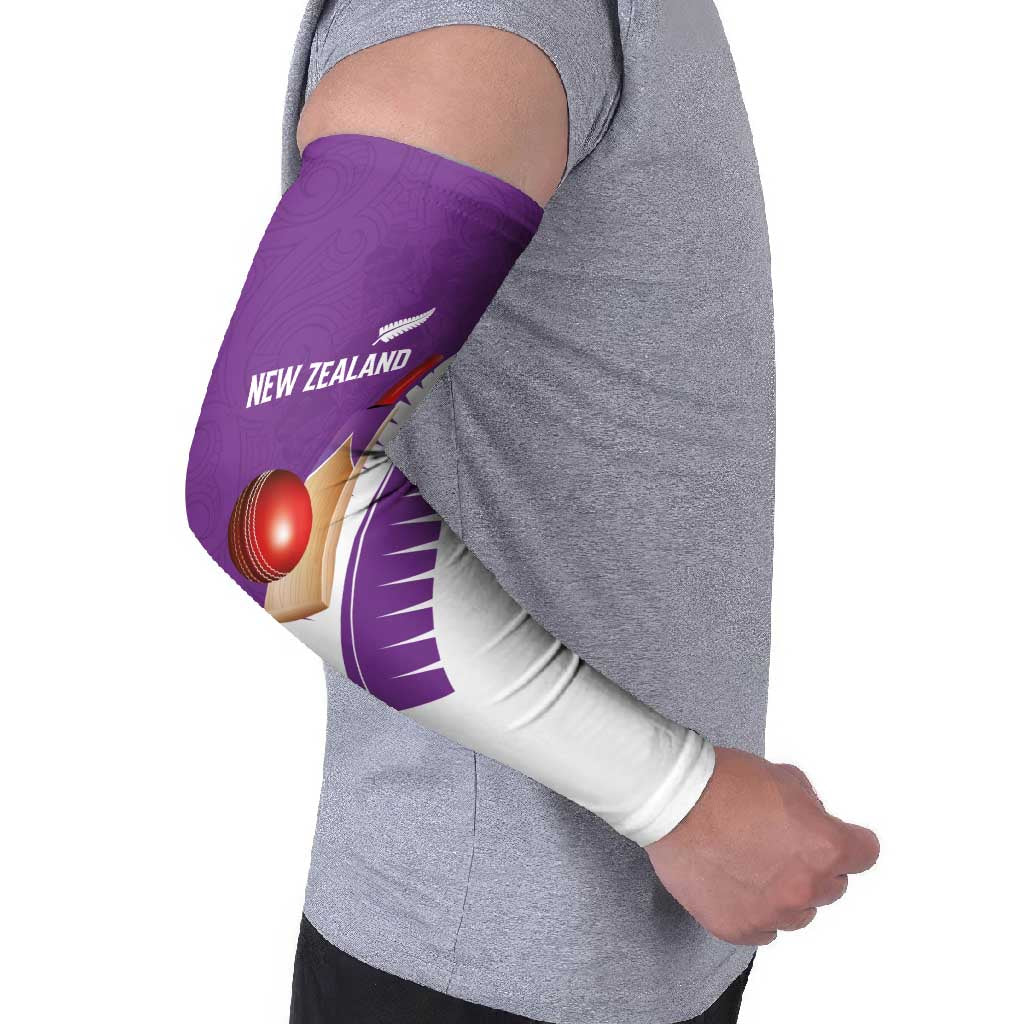Custom New Zealand Cricket Arm Sleeves Kiwi Birds Haka Dance Purple Fern Sporty Style