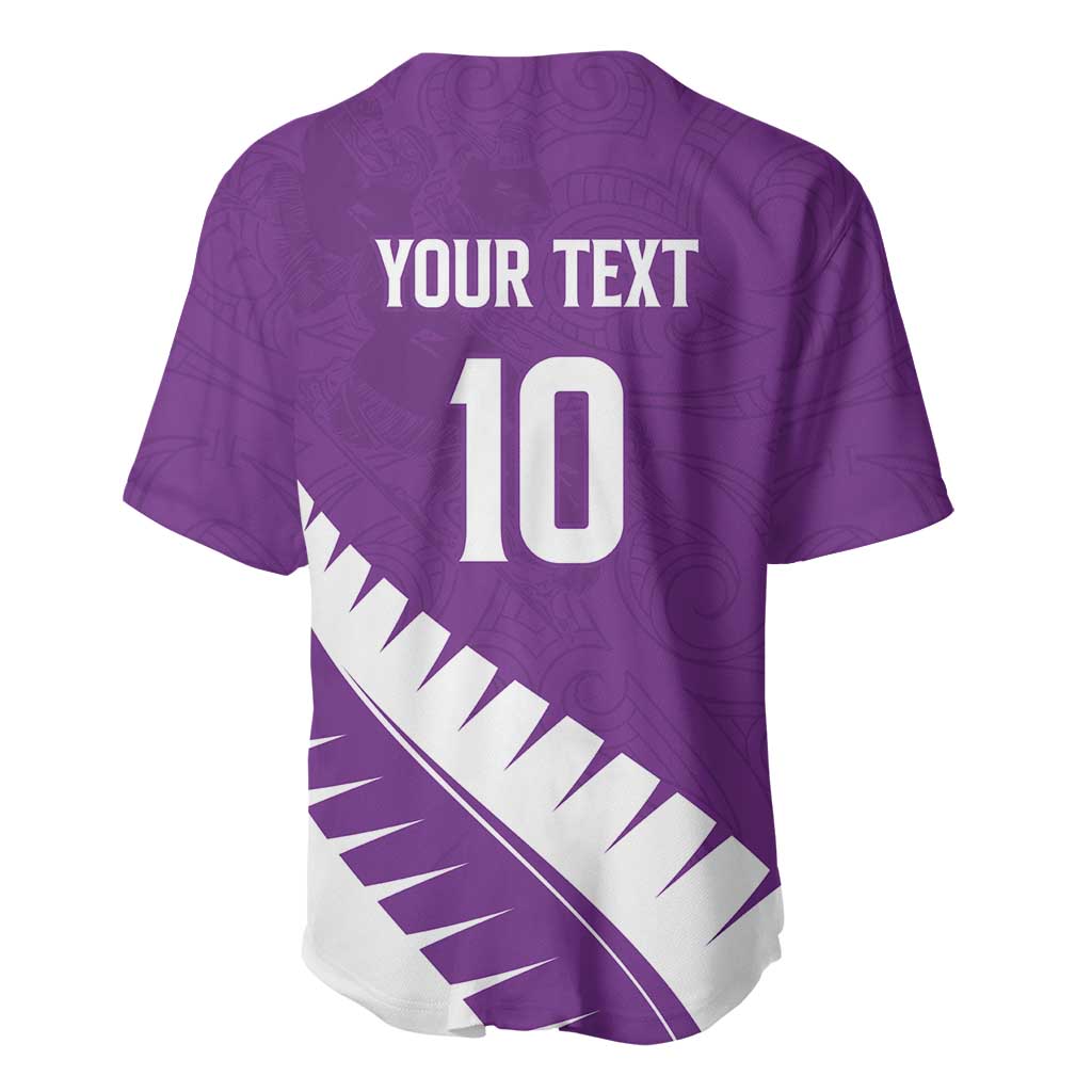 Custom New Zealand Cricket Baseball Jersey Kiwi Birds Haka Dance Purple Fern Sporty Style