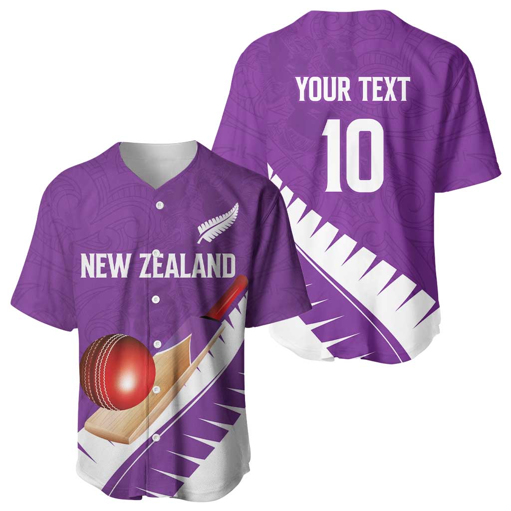Custom New Zealand Cricket Baseball Jersey Kiwi Birds Haka Dance Purple Fern Sporty Style