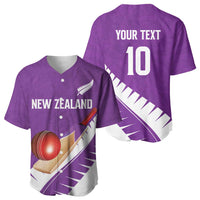 Custom New Zealand Cricket Baseball Jersey Kiwi Birds Haka Dance Purple Fern Sporty Style
