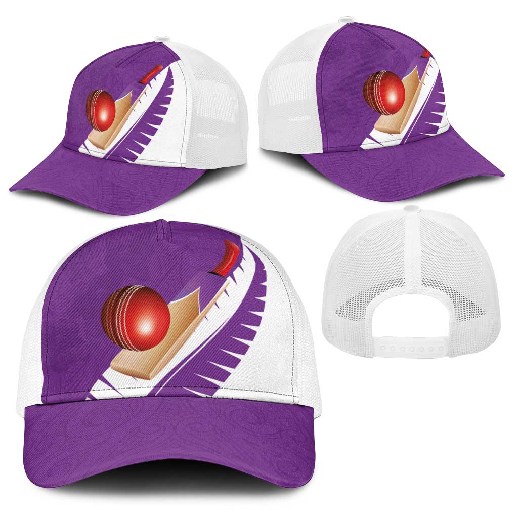 New Zealand Cricket Baseball Net Cap Kiwi Birds Haka Dance Purple Fern Sporty Style