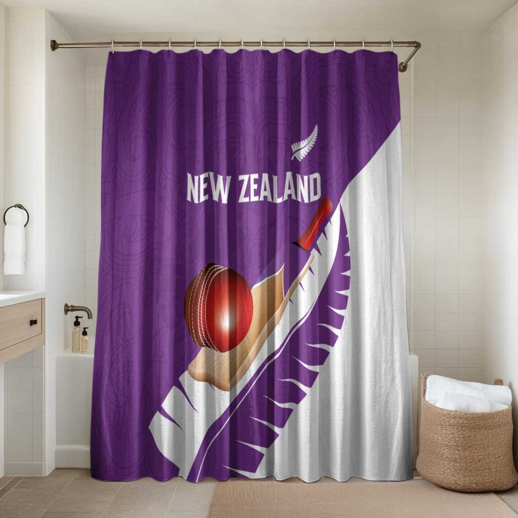 New Zealand Cricket Bathroom Set Kiwi Birds Haka Dance Purple Fern Sporty Style