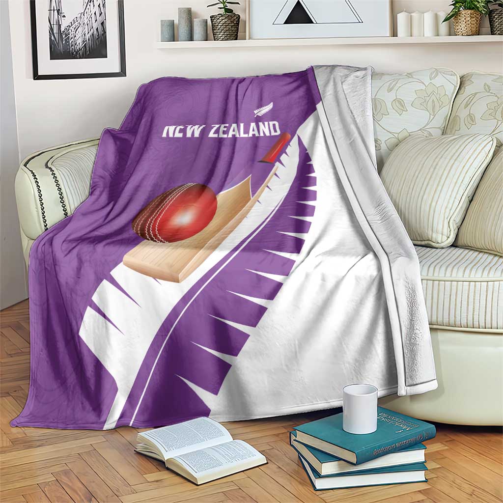 New Zealand Cricket Blanket Kiwi Birds Haka Dance Purple Fern Sporty Style