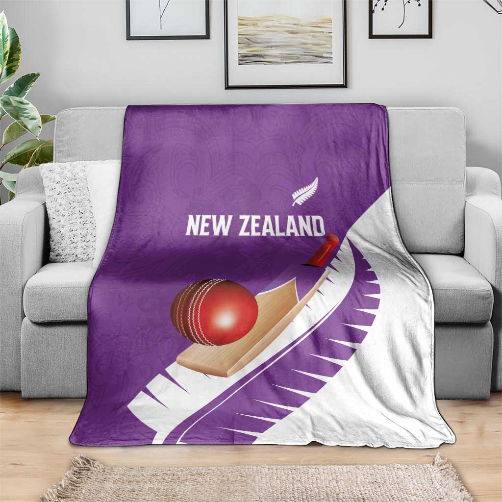 New Zealand Cricket Blanket Kiwi Birds Haka Dance Purple Fern Sporty Style