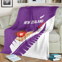 New Zealand Cricket Blanket Kiwi Birds Haka Dance Purple Fern Sporty Style