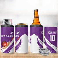 Custom New Zealand Cricket 4 in 1 Can Cooler Tumbler Kiwi Birds Haka Dance Purple Fern Sporty Style