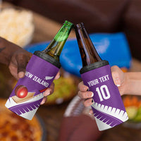 Custom New Zealand Cricket 4 in 1 Can Cooler Tumbler Kiwi Birds Haka Dance Purple Fern Sporty Style