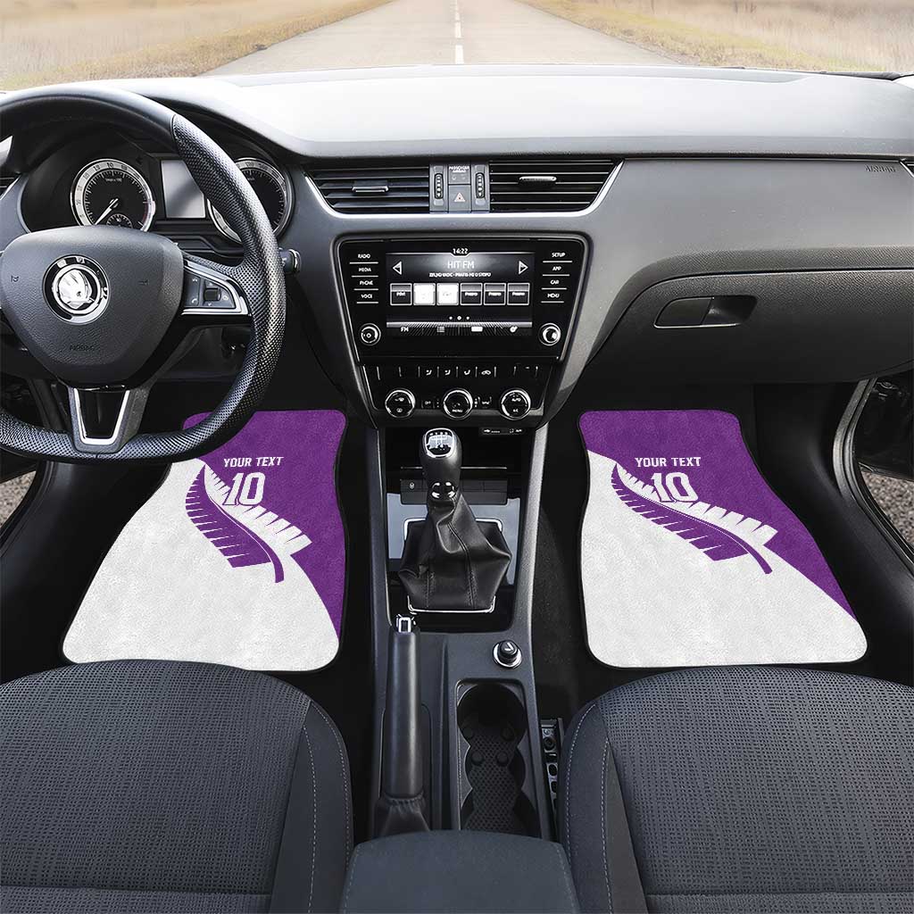 Custom New Zealand Cricket Car Mats Kiwi Birds Haka Dance Purple Fern Sporty Style