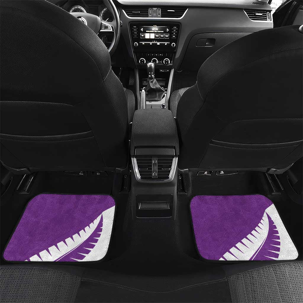 Custom New Zealand Cricket Car Mats Kiwi Birds Haka Dance Purple Fern Sporty Style
