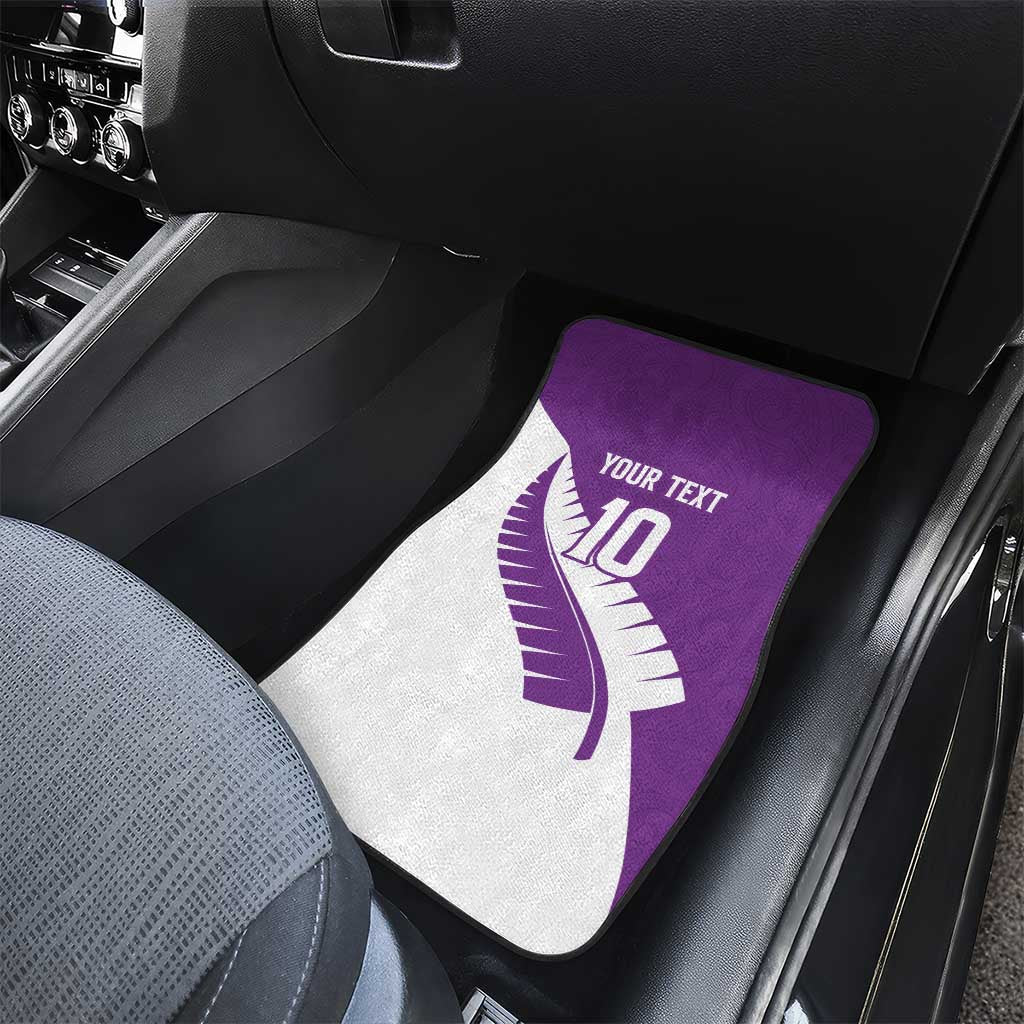Custom New Zealand Cricket Car Mats Kiwi Birds Haka Dance Purple Fern Sporty Style