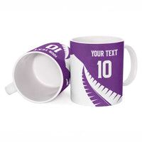 Custom New Zealand Cricket Ceramic Mug Kiwi Birds Haka Dance Purple Fern Sporty Style