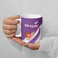 Custom New Zealand Cricket Ceramic Mug Kiwi Birds Haka Dance Purple Fern Sporty Style